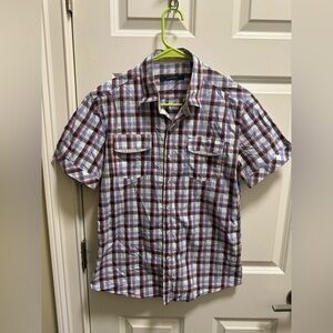 Mens 7 Diamonds Short Sleeve Snap Button Down Shirt